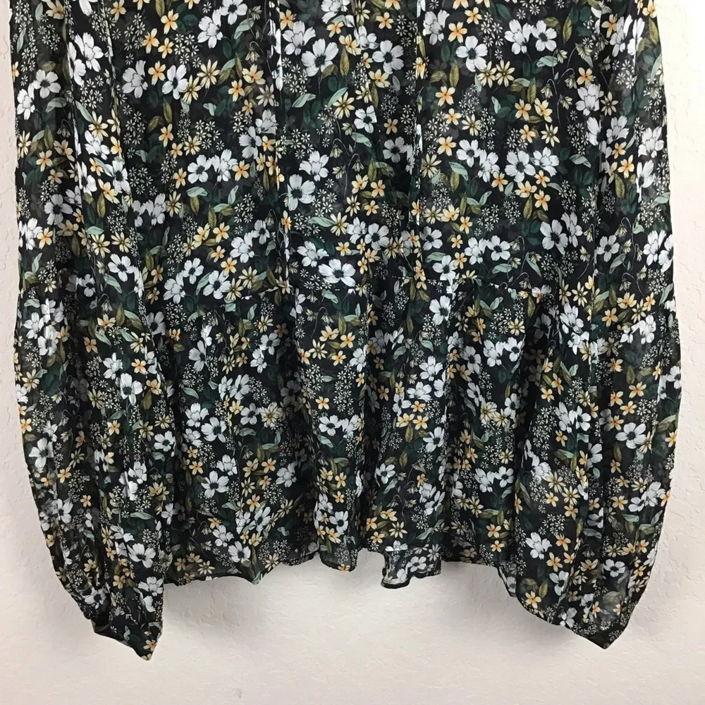 Munthe Floral Long Sleeve Blouse 36 Blue Green White Yellow - Picture 3 of 8
